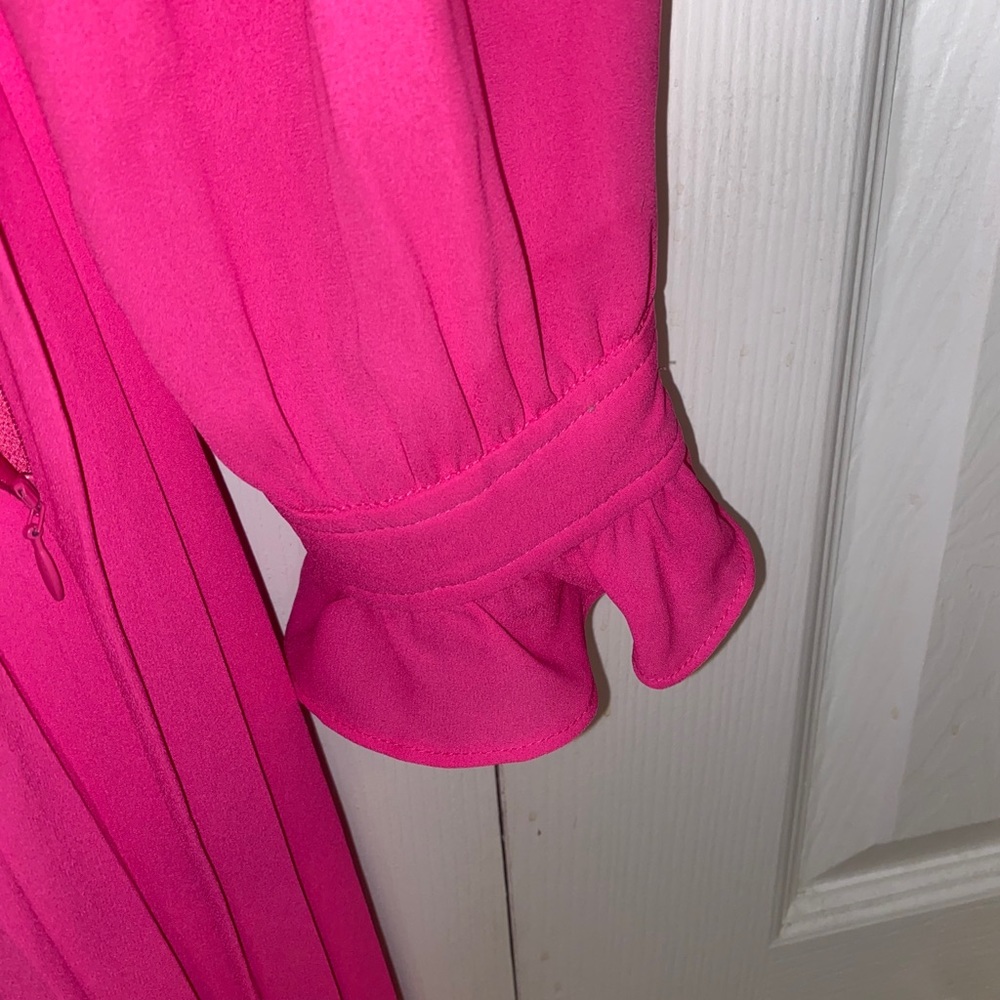 NWT J CREW hot pink long sleeve tall Pleated Dress - Picture 6 of 6
